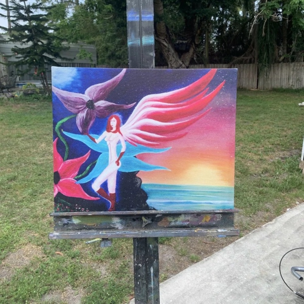 Original Oil Art Print 16x20 FineArt Fairy N Beach